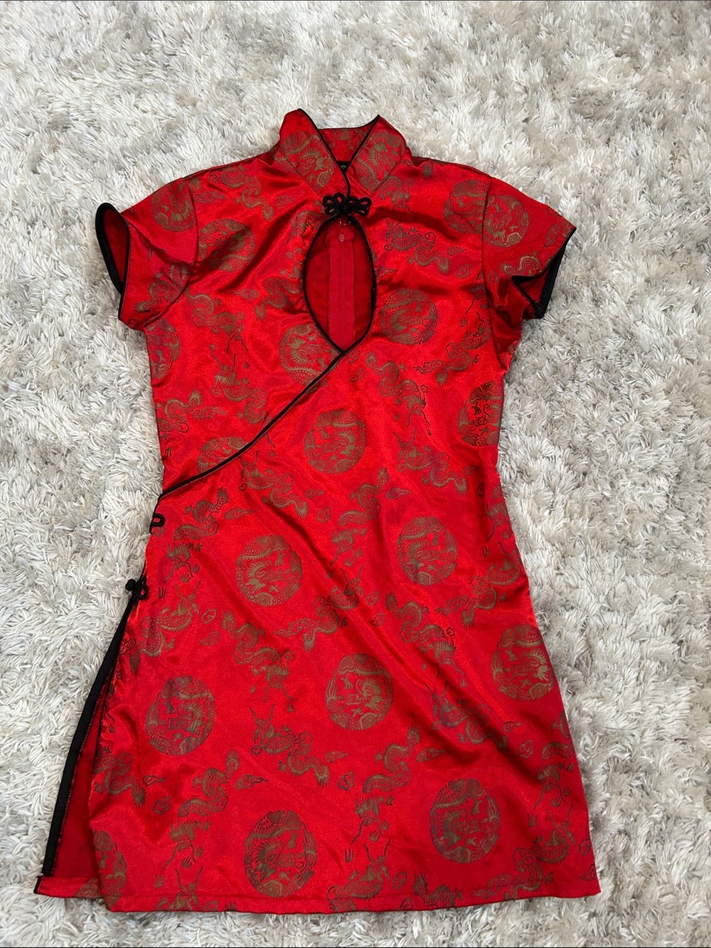 Frederick's of Hollywood Red and Gold Short Cheongsam Dress